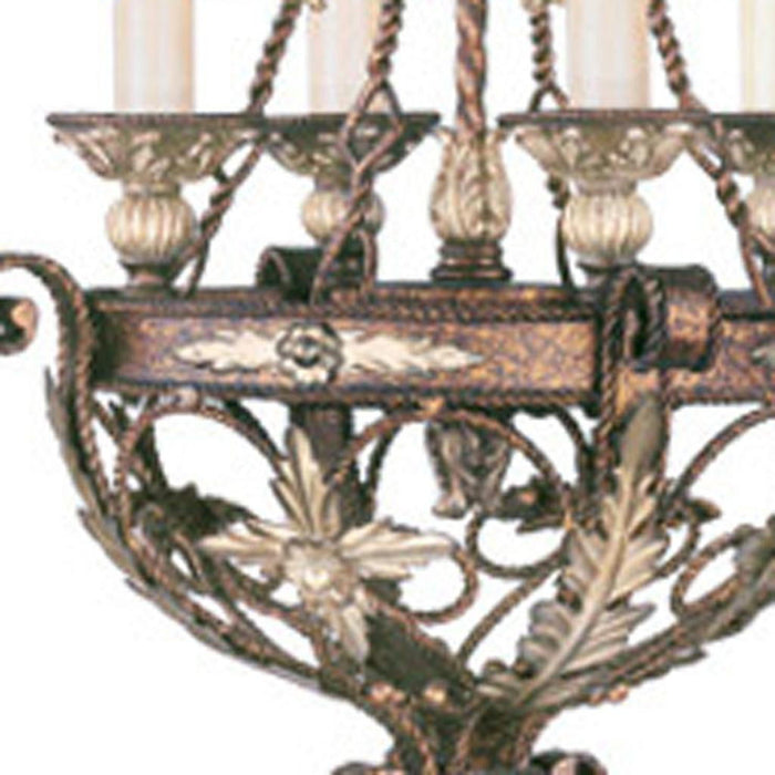 Bronze 29-inch four-light metal chandelier with cream shades and dimmable feature, ideal for modern home lighting.