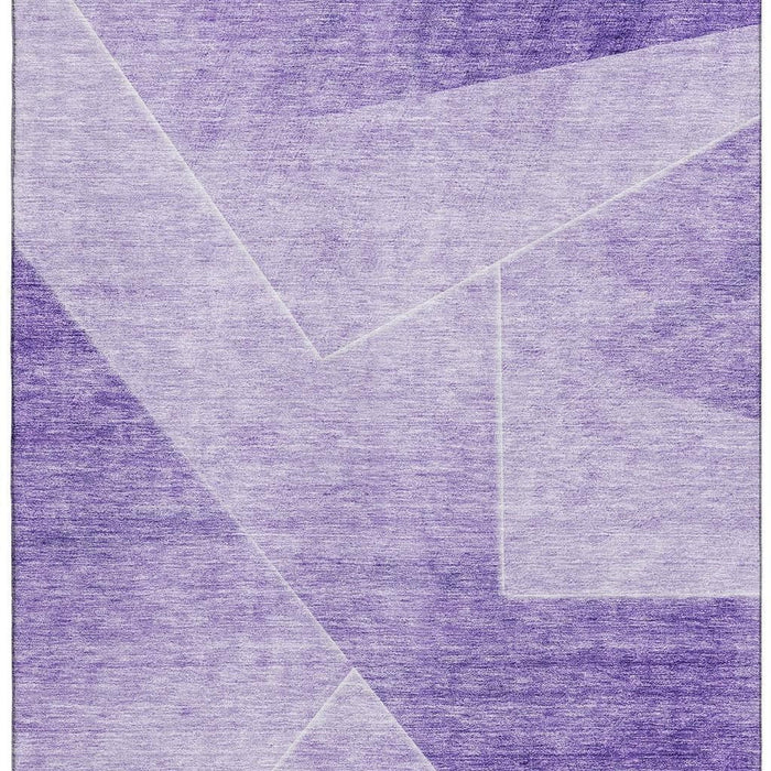 10' X 14' Geometric Washable Area Rug With UV Protection - Purple And Ivory