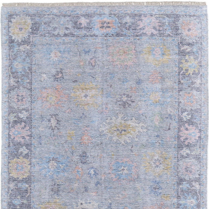 9' X 12' Floral Hand Woven Distressed Area Rug With Fringe - Orange