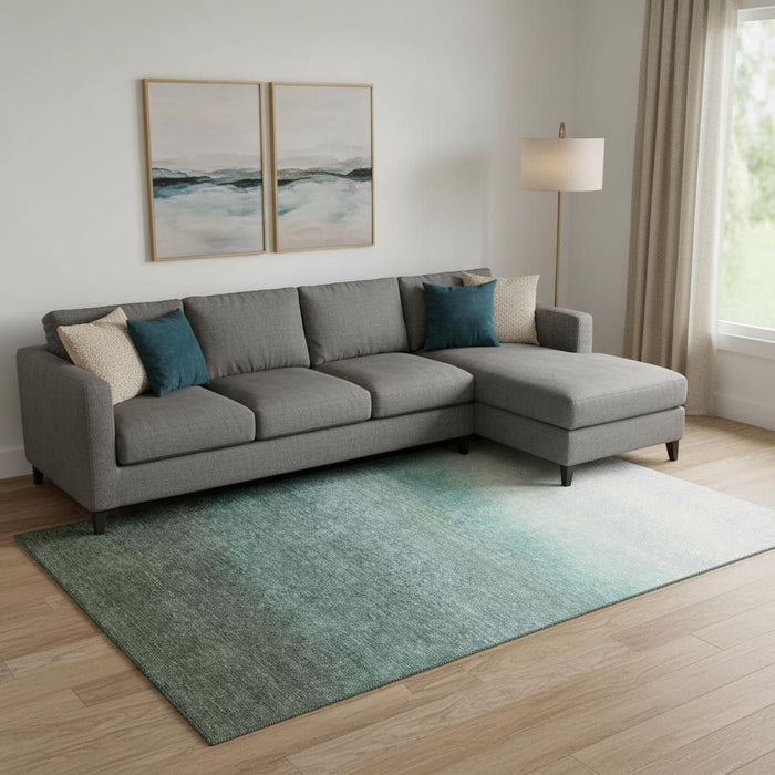 10' X 14' Ombre Washable Area Rug With UV Protection (710951) - Pale Aqua / Gray / Ivory