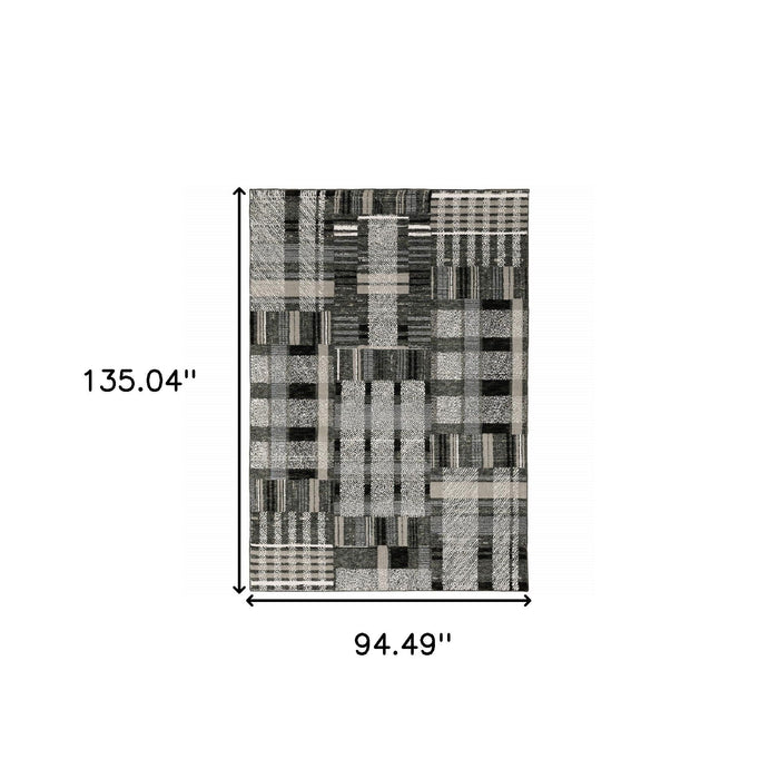 8' x 11' Geometric Power Loom Area Rug - Gray And Black