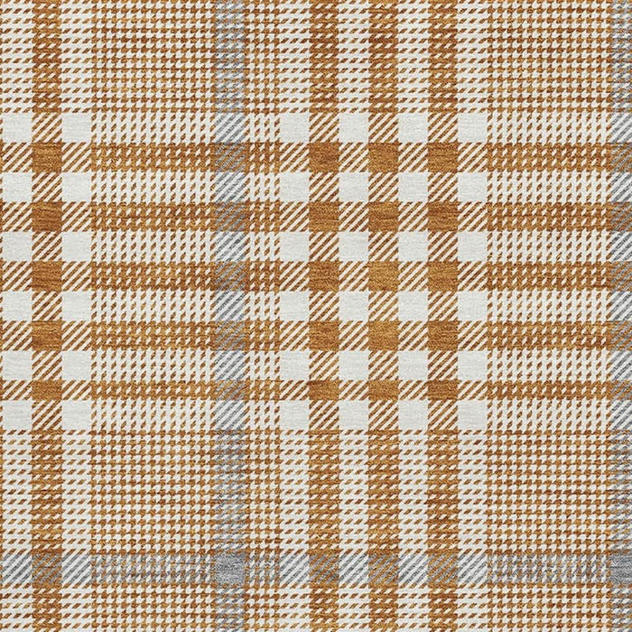 10' X 14' Plaid Washable Area Rug With UV Protection (682655) - Rust / Ivory / Gray