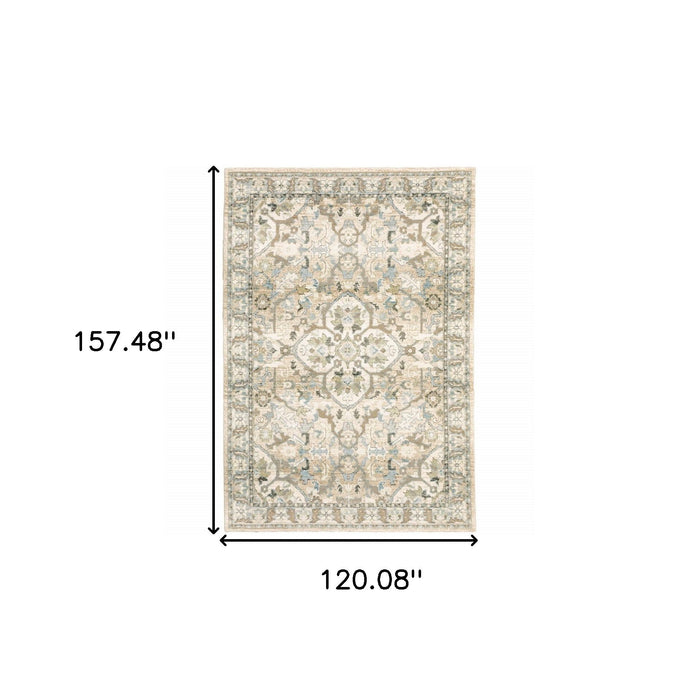 10' x 13.1' Medallion Area Rug - Beige And Ivory