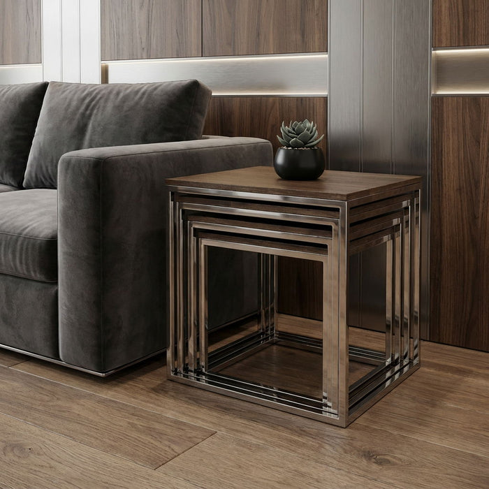 Modern Rustic Nesting Accent Tables (Set of 4) - Silver