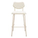 Set of four light gray fabric faux leather bar height stools by HomeRoots, featuring modern design and sturdy metal legs.