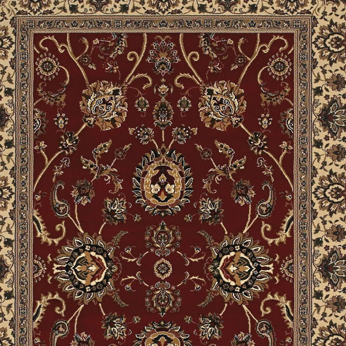 8' Traditional Oriental Polypropylene Square Rug - Red And Ivory