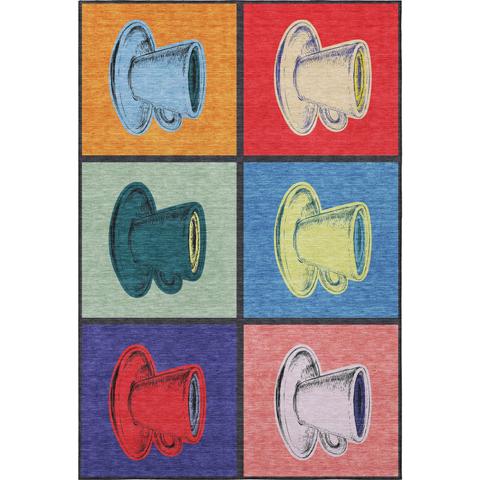 10' X 14' Cottage Geometric Washable Area Rug With UV Protection - Blue