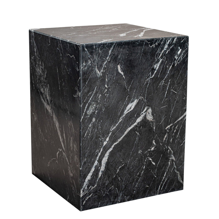20" Marble Square Block End Table - Black
