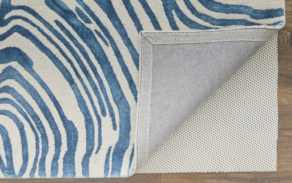 10' x 13' Wool Geometric Tufted Handmade Area Rug - Blue And Ivory