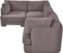Meridian Furniture Hammond velvet performance fabric 4-piece sectional sofa in a modern stationary design with plush cushions.