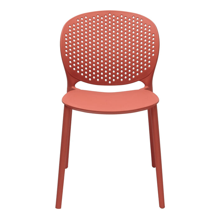Heavy Duty Plastic Partially Open Back Dining Side Chairs (Set of 4) - Orange