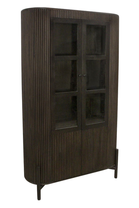 Solid Wood Iron Accent Cabinet With Four Doors - Espresso / Black