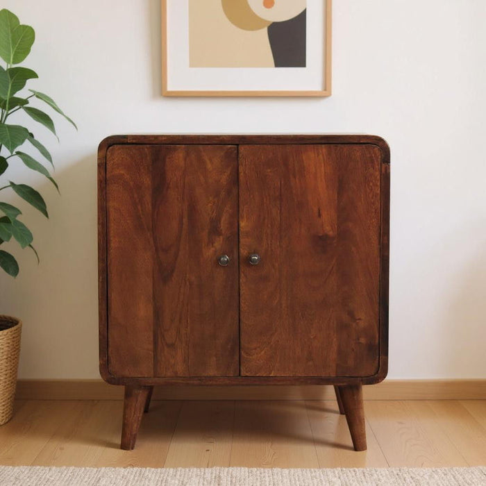 26" Solid Wood Accent Cabinet With Two Doors - Brown