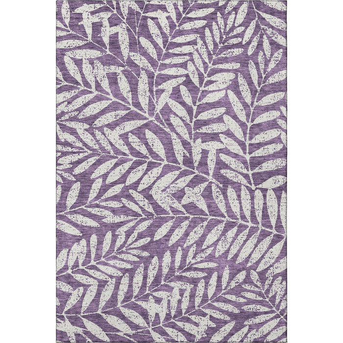 10' X 14' Floral Washable Area Rug With UV Protection (671486) - Purple / Ivory