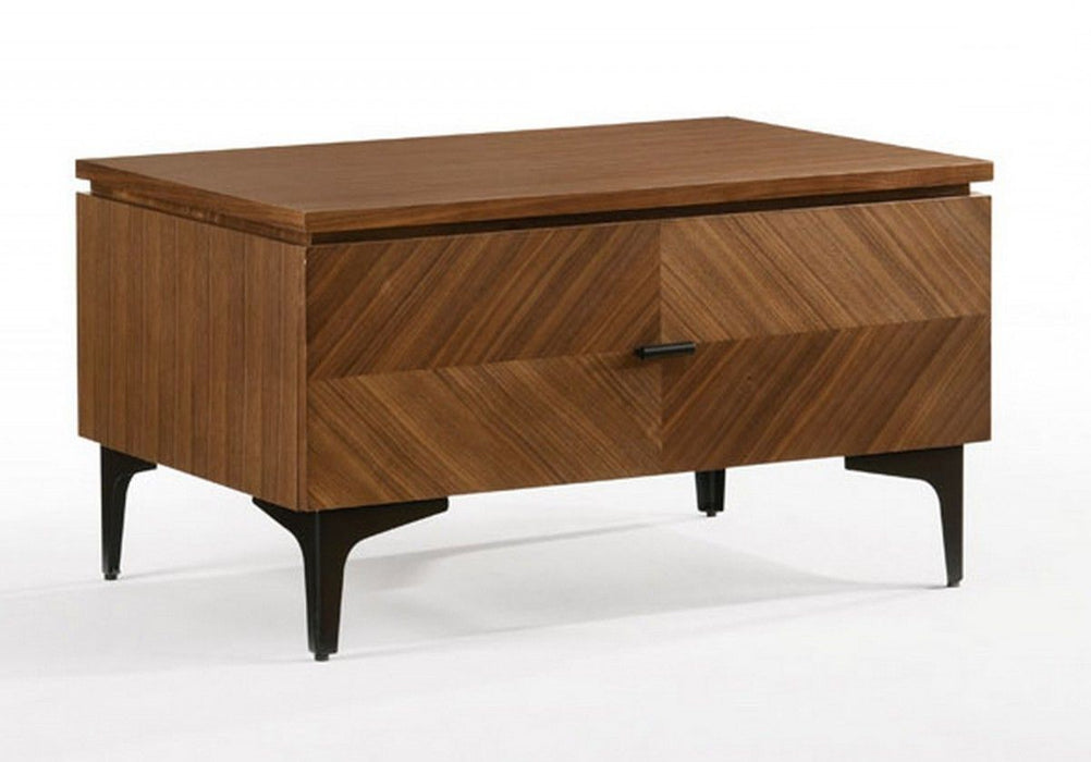 Mid Century Nightstand With Two Drawers - Walnut