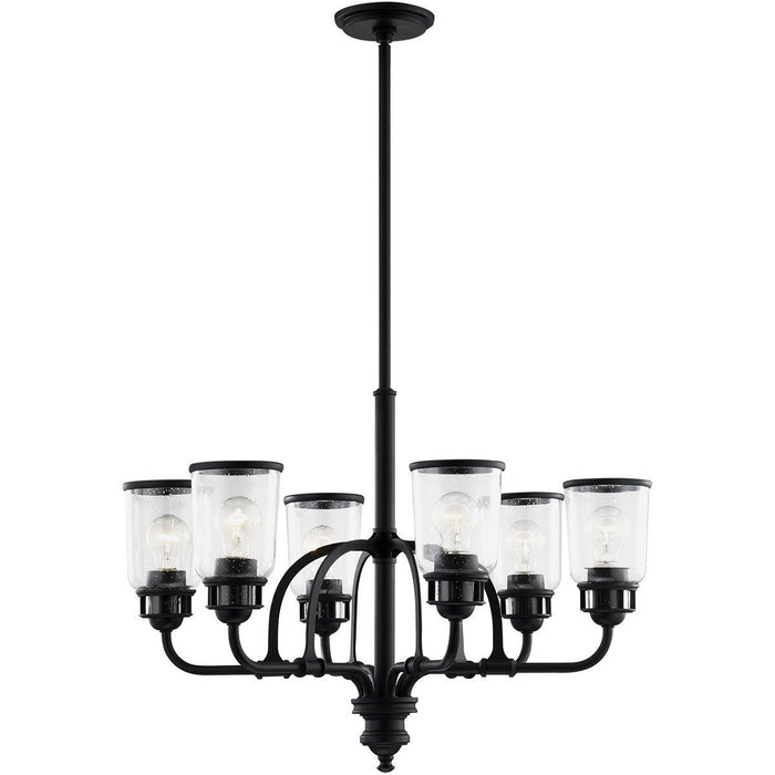 27'' Six Light Dimmable Chandelier With Shades - Black