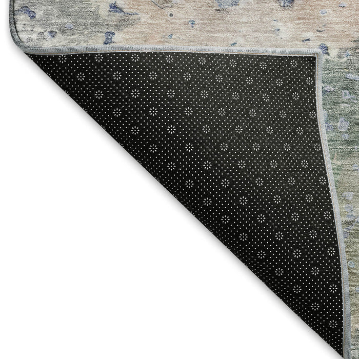 10' X 14' Abstract Washable Area Rug With UV Protection (692214) - Taupe / Blue / Gray