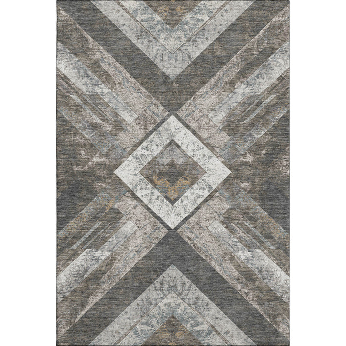 10' X 14' Geometric Washable Area Rug With UV Protection (709288) - Brown / Gray / Ivory