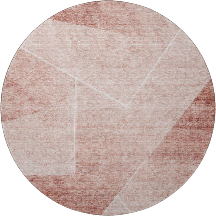 8' Transitional Transitional Geometric Washable Round Rug With UV Protection - Ivory