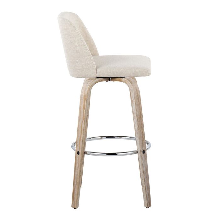Toriano - 30" Fixed-Height Barstool (Set of 2) - Cream And Light Brown