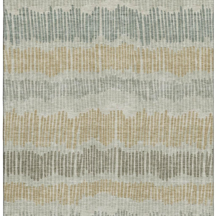 10' X 14' Striped Washable Area Rug With UV Protection (670610) - Beige / Gold / Gray