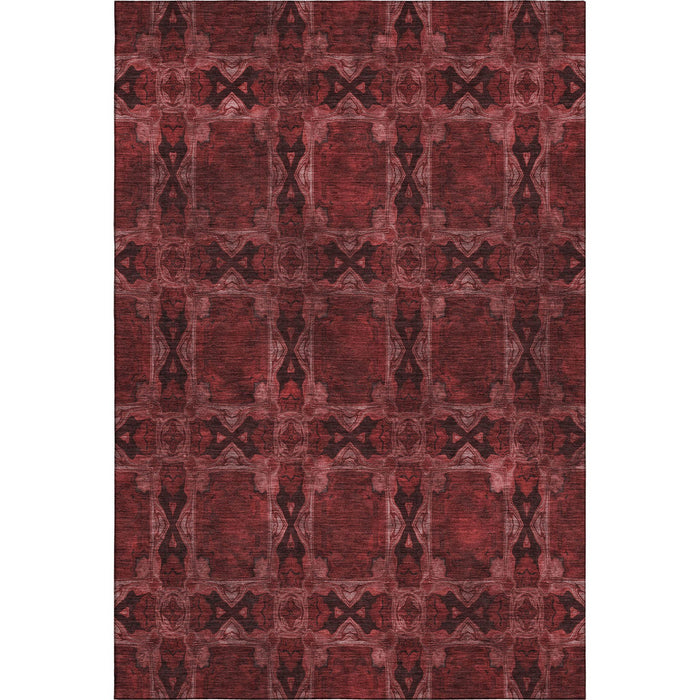 5' X 8' Floral Medallion Washable Area Rug With UV Protection (649464) - Burgundy / Red / Gray