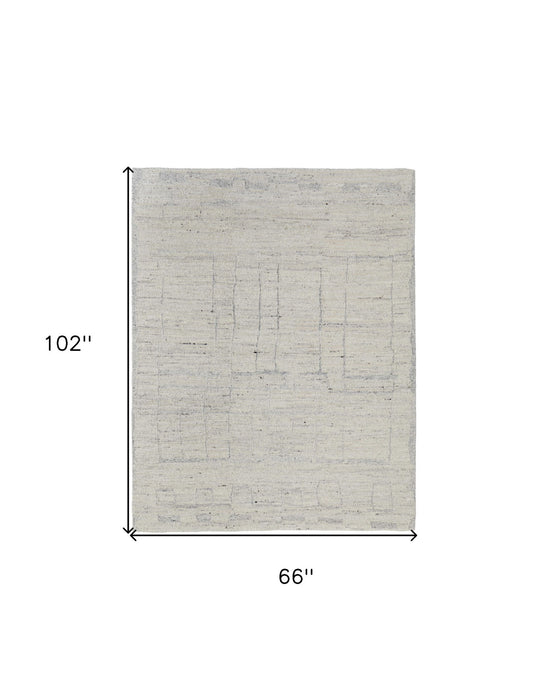 6' x 9' Abstract Hand Woven Worn Faded Area Rug - Gray And Ivory