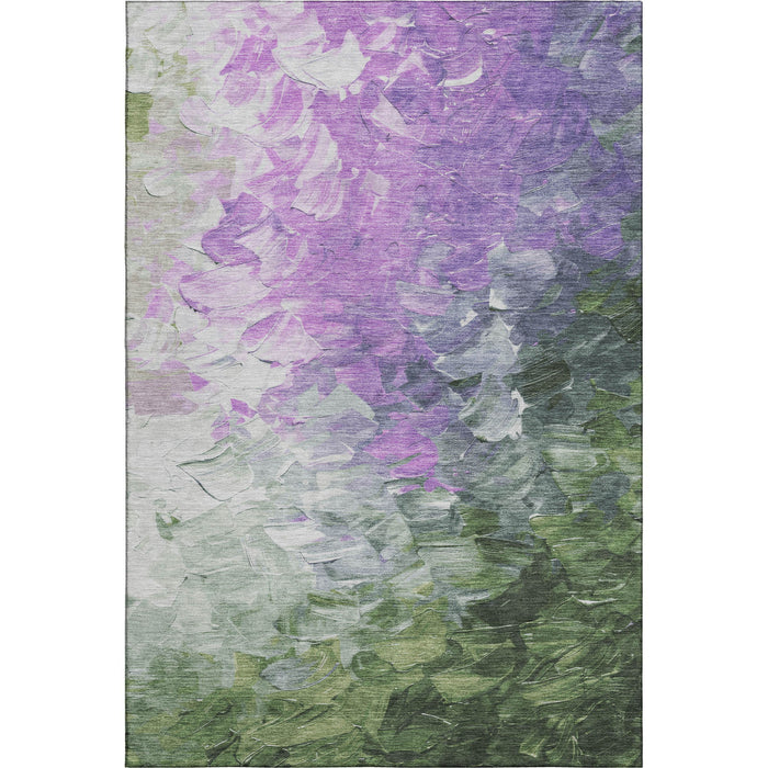 10' X 14' Abstract Washable Area Rug With UV Protection (696740) - Purple / Green / Ivory