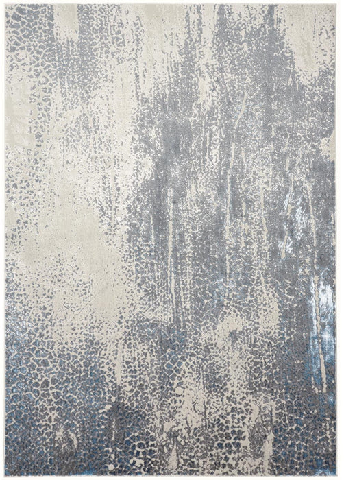 9' x 12' Abstract Area Rug - Gray Blue And Ivory