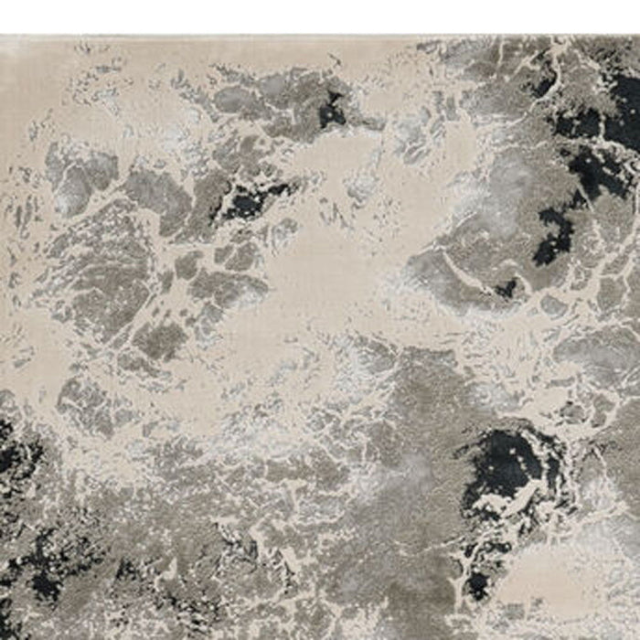 8' x 11' Machine Woven Abstract Watercolor Indoor Area Rug - Silver