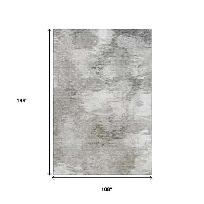 9' X 12' Abstract Washable Area Rug With UV Protection (650769) - Beige / Ivory
