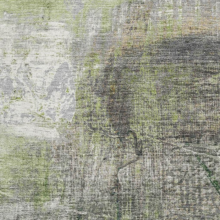 10' X 14' Abstract Washable Area Rug With UV Protection (718406) - Sage / Ivory