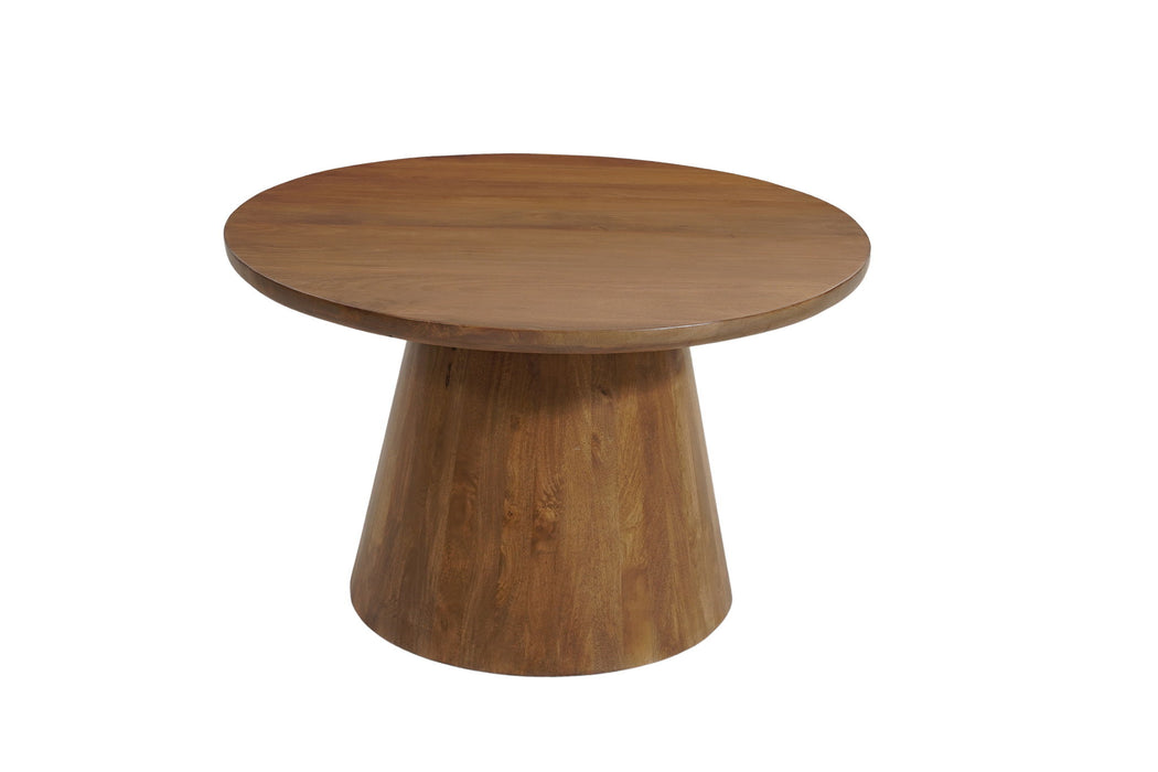 54" Solid Wood Pedestal Base Round Top Dining Table - Brown