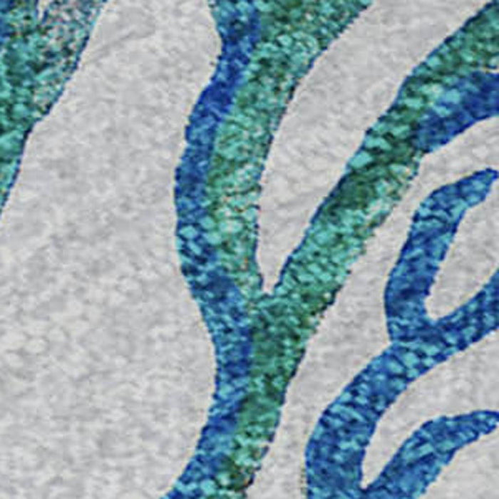 9' X 12' Geometric Washable Area Rug With UV Protection (645695) - Aqua / Ivory / Green