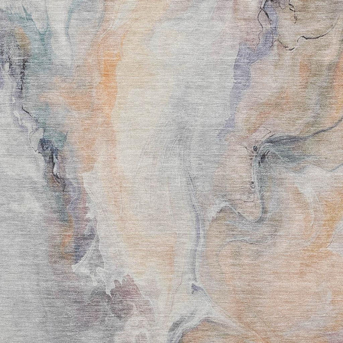 10' X 14' Abstract Washable Area Rug With UV Protection (696989) - Linen / Peach / Ivory