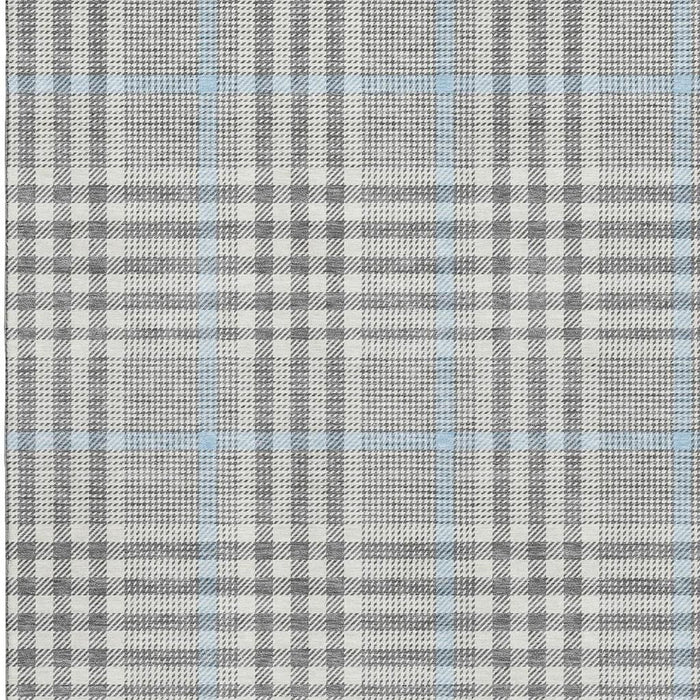 10' X 14' Plaid Washable Area Rug With UV Protection (682637) - Gray / Ivory / Blue