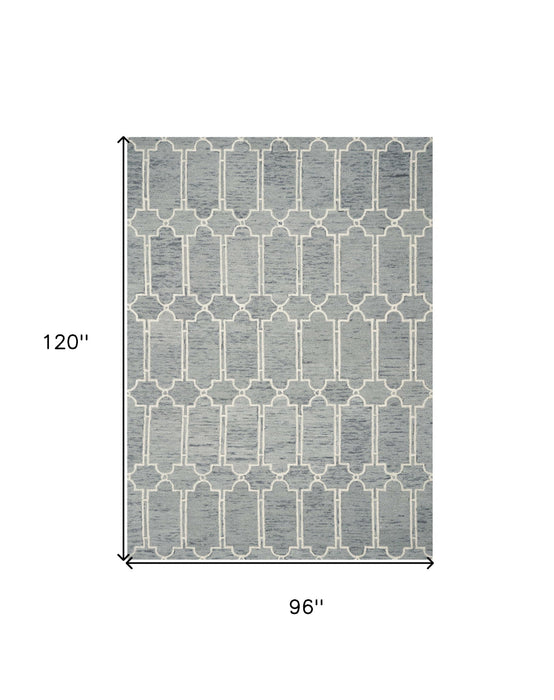 8' x 10' Hand Tufted Geometric Indoor Area Rug - Slate Blue