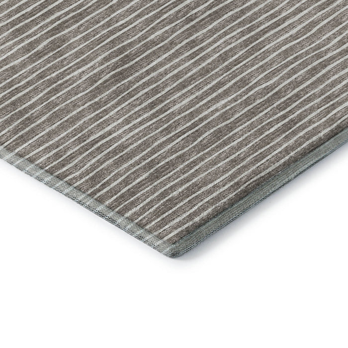 9' X 12' Striped Washable Area Rug With UV Protection (645192) - Taupe / Ivory