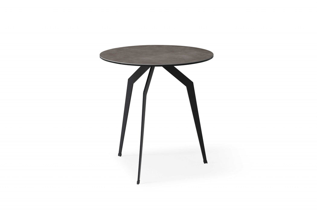 Ceramic Round End Table - Black And Gray