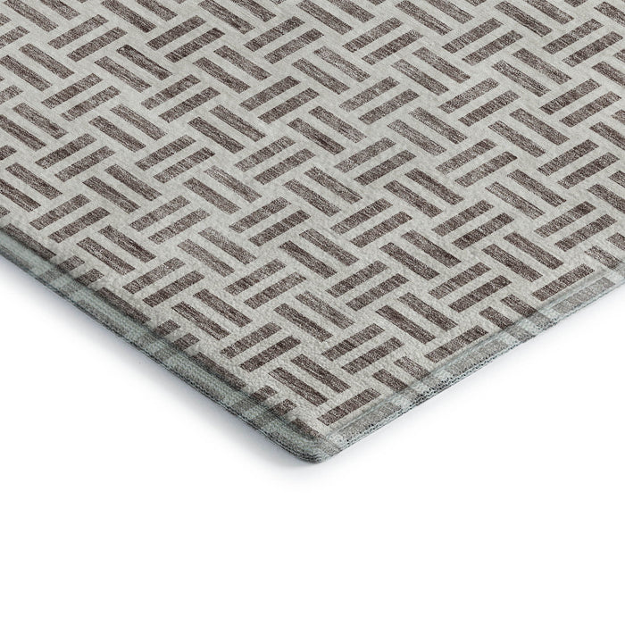 10' X 14' Geometric Washable Area Rug With UV Protection (677279) - Taupe / Ivory