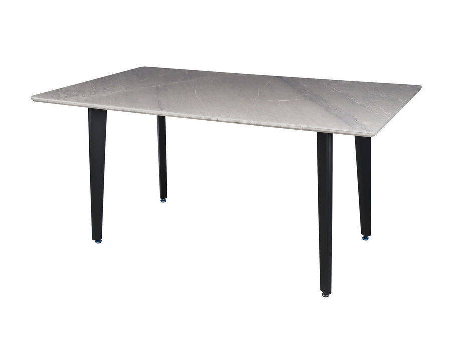 63" Stone And Metal Dining Table - Gray