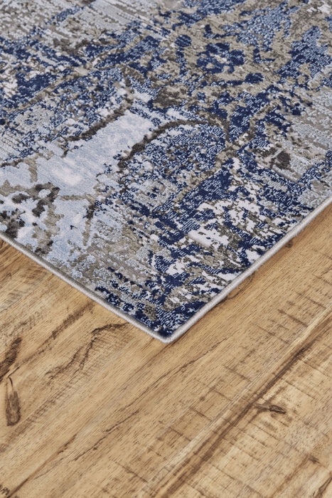 7' x 10' Abstract Stain Resistant Area Rug - Blue Gray And Taupe