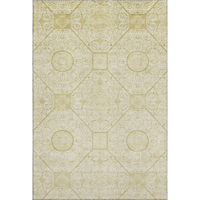 10' X 14' Geometric Washable Area Rug With UV Protection (700047) - Wheat / Gold