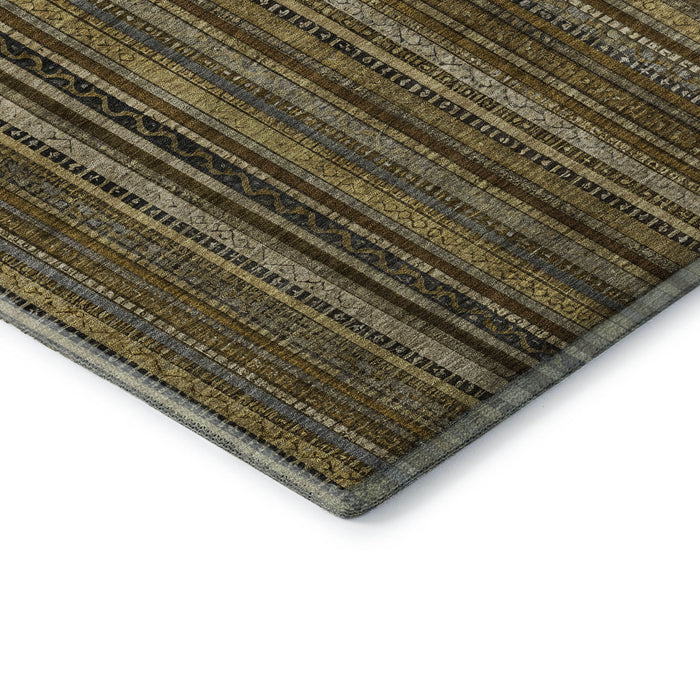 10' X 14' Striped Washable Area Rug With UV Protection (696200) - Brown / Beige / Gray