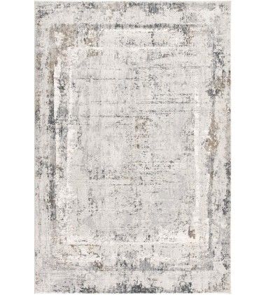 6.5' x 9.5' Abstract Power Loom Area Rug - Gray And Ivory