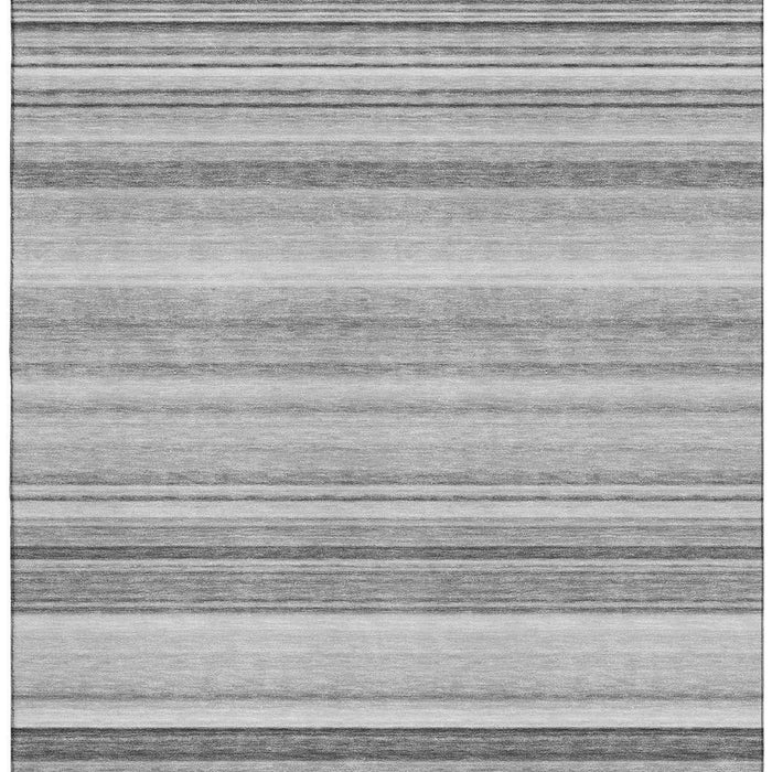 10' X 14' Striped Washable Area Rug With UV Protection (647710) - Gray / Ivory