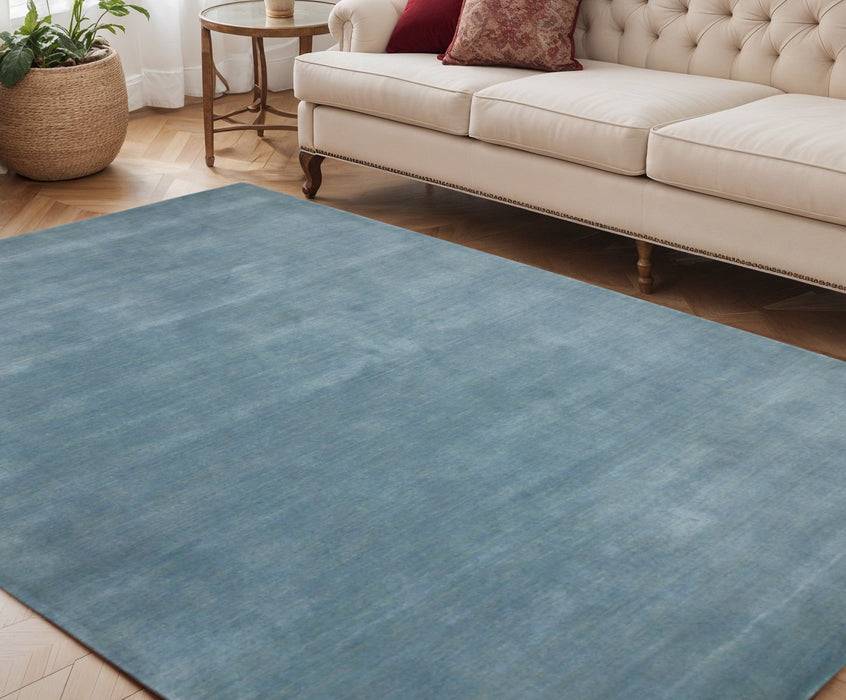 5' X 8' Wool Hand Woven Area Rug - Light Blue