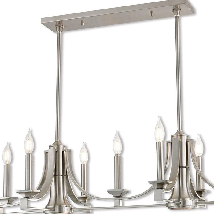 Nine Light Metal Dimmable Chandelier With Shades - Nickel