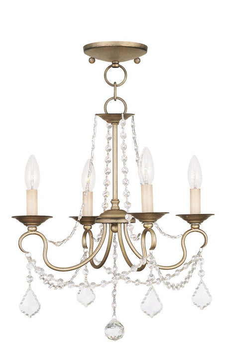 Four Light Metal Dimmable Chandelier With Shades - Silver