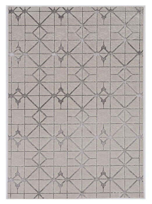 10' x 13' Machine Woven Geometric Indoor Area Rug - Ivory Silver